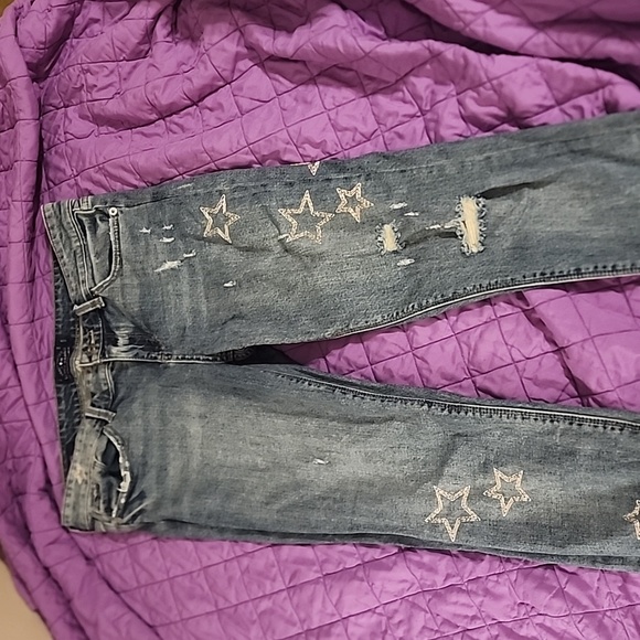 Lucky Brand Stella Skinny Star Embroidered Distressed Jeans - Picture 2 of 10